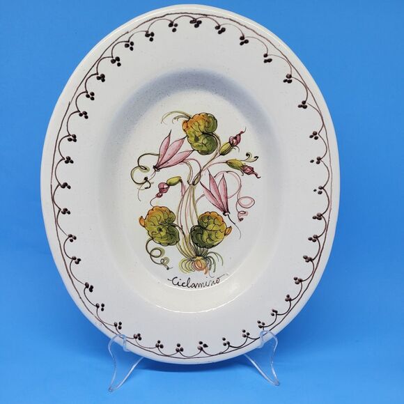 Katia Ceremiche Artistiche Firenze Cyclamino 11 1/4" X 9" Decorative Footed Bowl - Picture 1 of 8